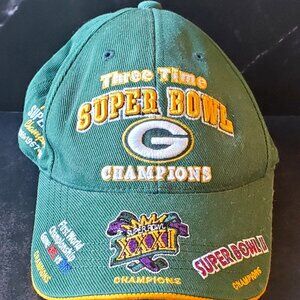 Green Bay Packers 3 Time Super Bowl Champions Adjustable Ball Cap by Reebok